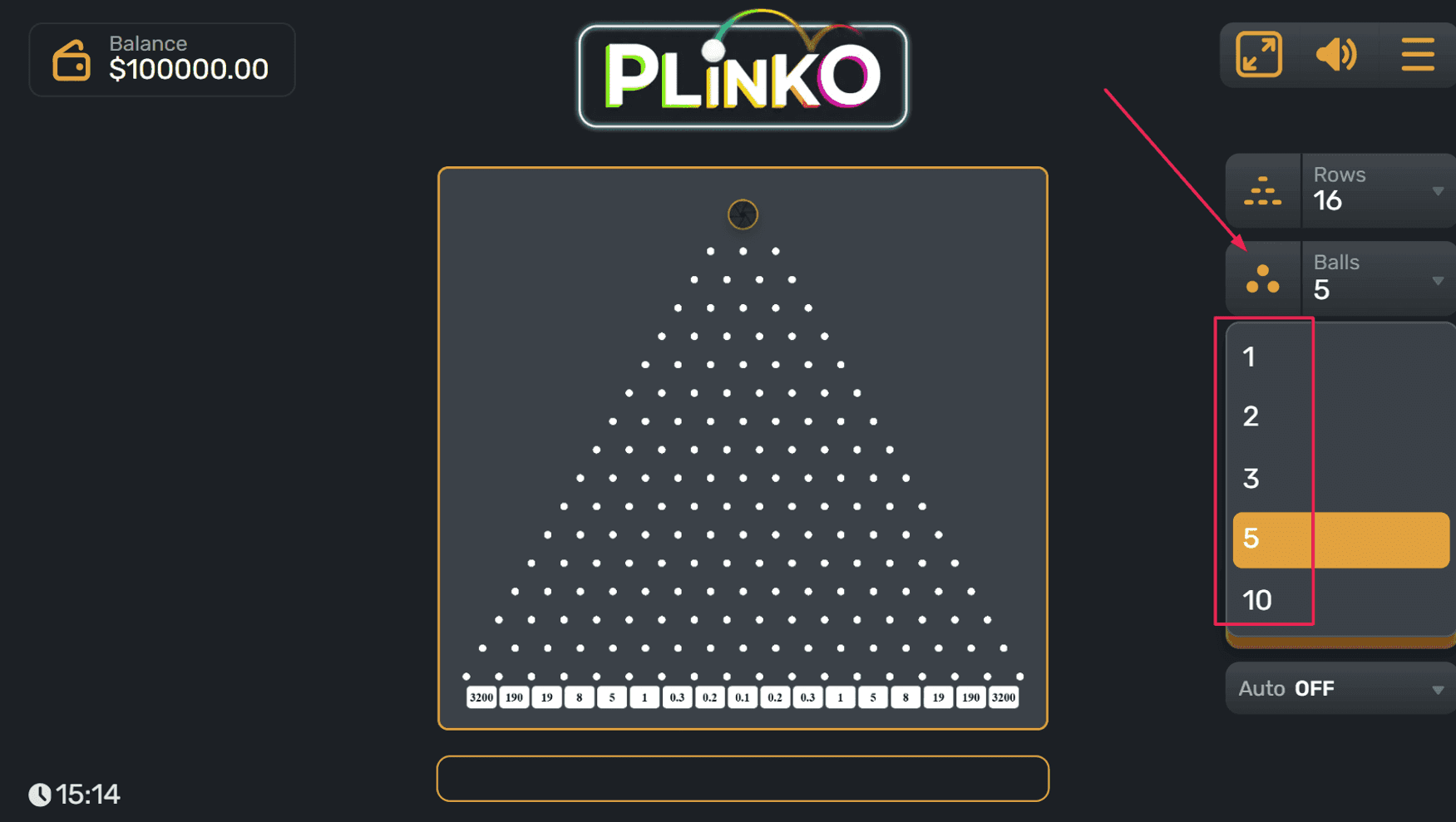 Step 4: Select Number of Balls