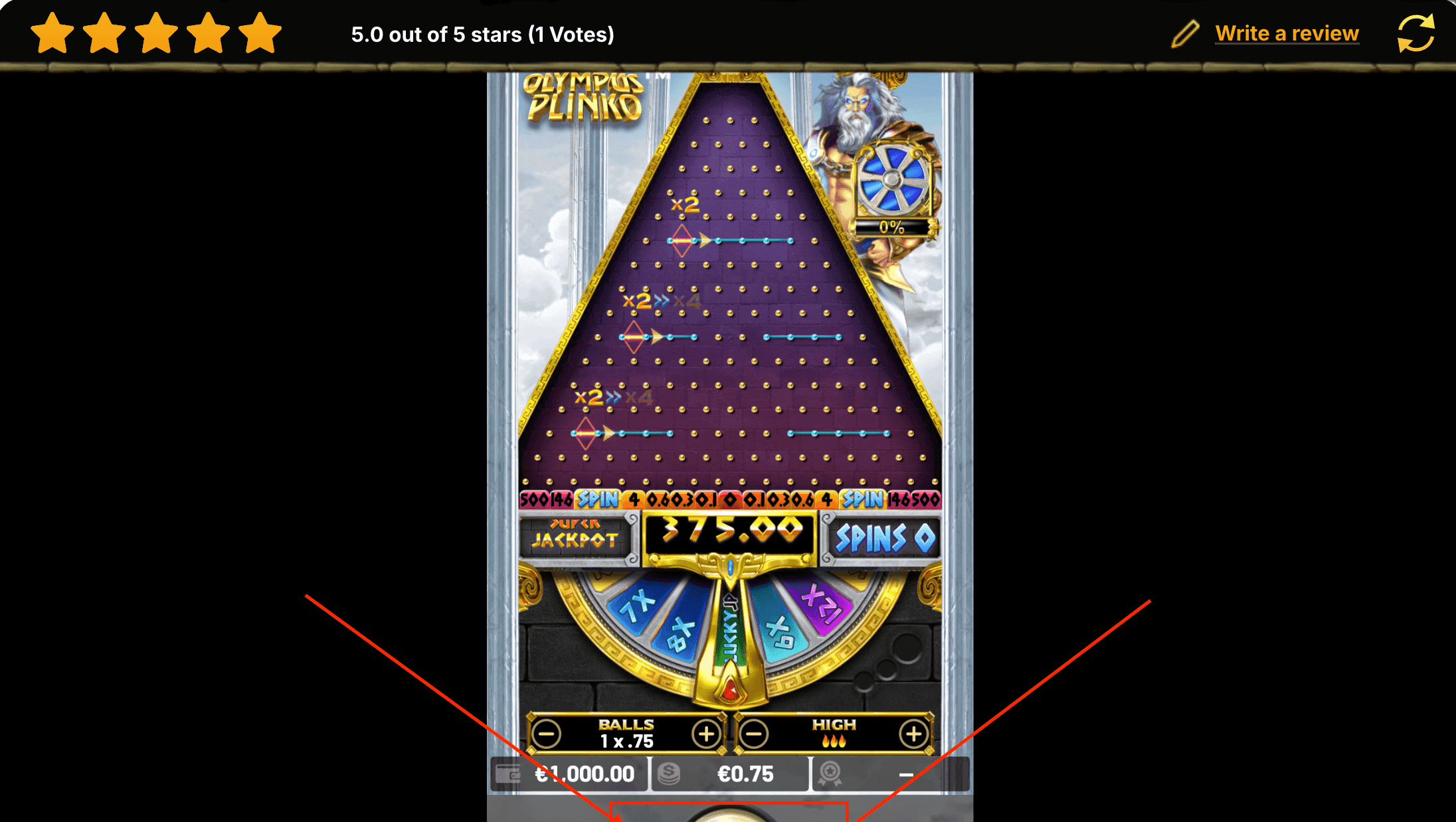 Step 1: Select your bet size